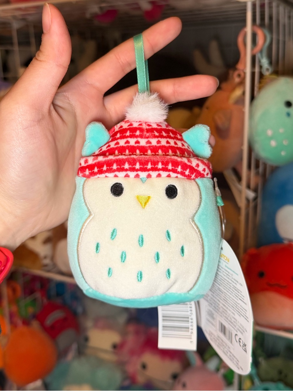 Squishmallows Winston the Owl with Red Beanie 4" Stuffed Plush Ornament